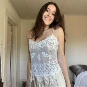 VICTORIA’S SECRET Gold and White Lace Slip Dress